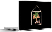 Laptop sticker - 10.1 inch - Abstracte palmboom op een kaart met een zwarte achtergrond