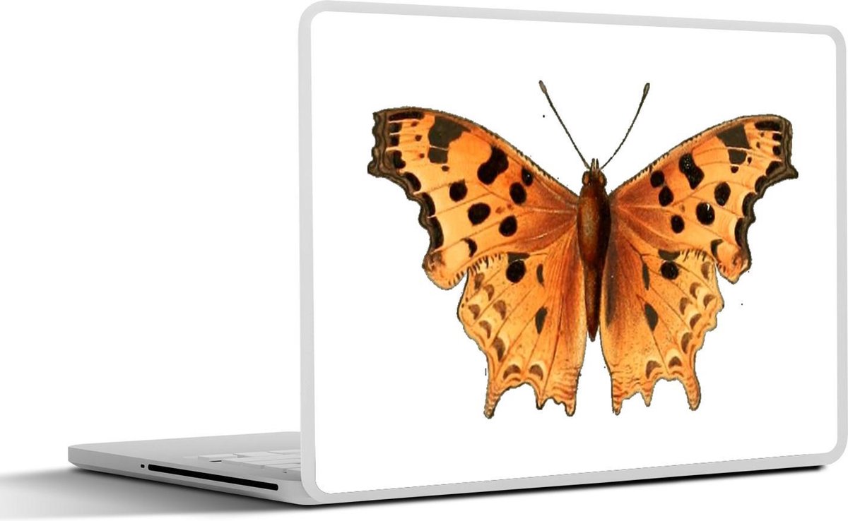 Laptop sticker - 10.1 inch - Illustratie van een gehakkelde aurelia vlinder