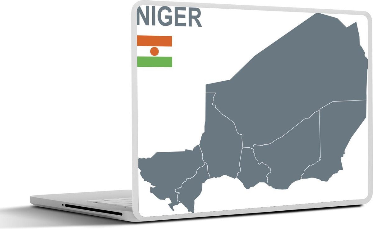 Laptop sticker - 10.1 inch - Illustratie van het grijze silhouet van Niger