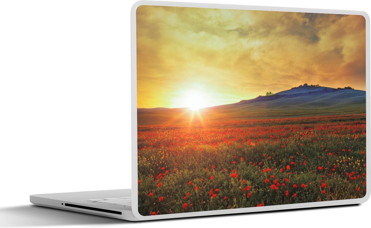Laptop sticker - 10.1 inch - Italië - Zonsondergang - Klaproos