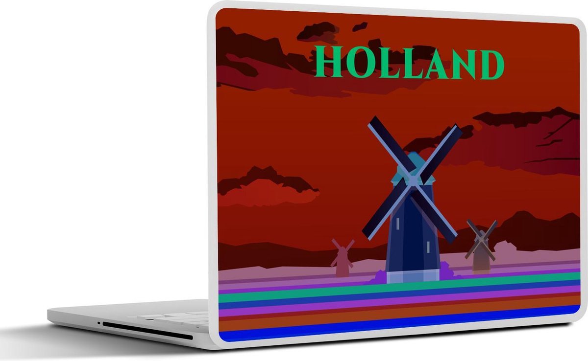 Laptop sticker - 10.1 inch - Illustratie van Hollandse molens