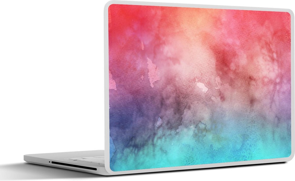 Laptop sticker - 10.1 inch - Abstract werk gemaakt met waterverf en blauwe met rode kleuren