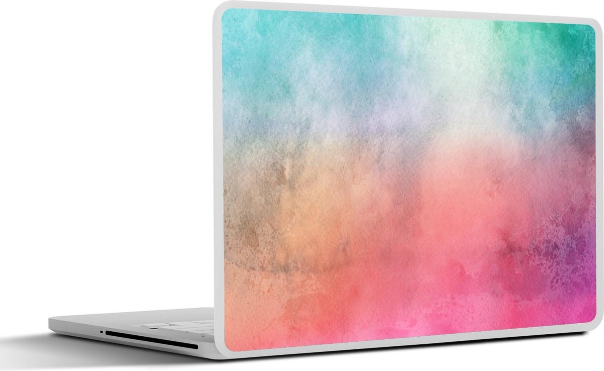 Laptop sticker - 10.1 inch - Abstract kunstwerk gemaakt met waterverf en groene met rode kleuren