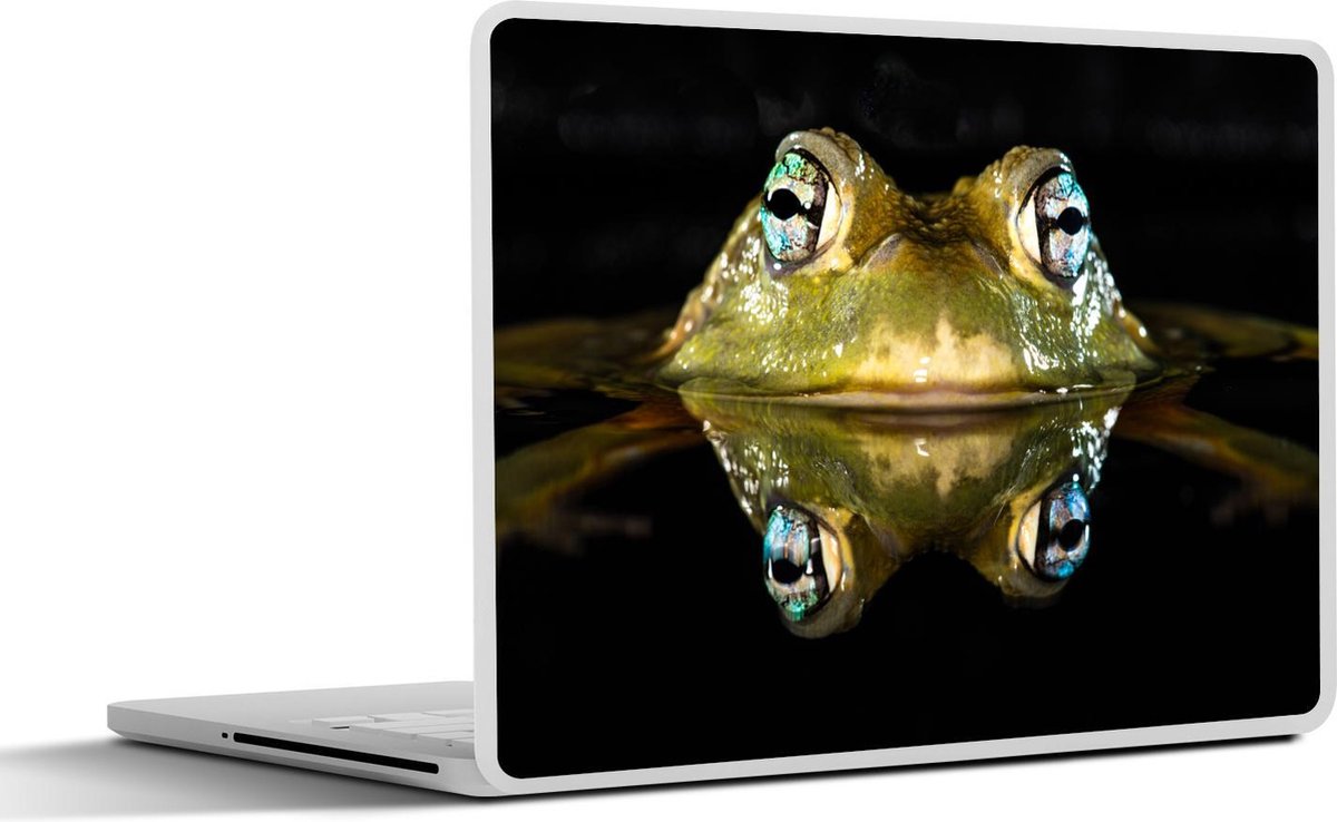 Laptop sticker - 10.1 inch - Amerikaanse stierkikker weergegeven op zwarte achtergrond