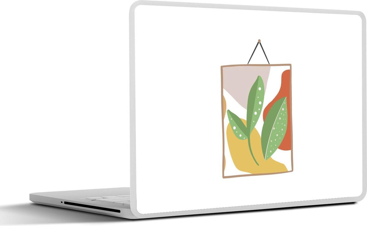 Laptop sticker - 10.1 inch - Abstracte bladeren op een gekleurde kaart met een witte achtergrond
