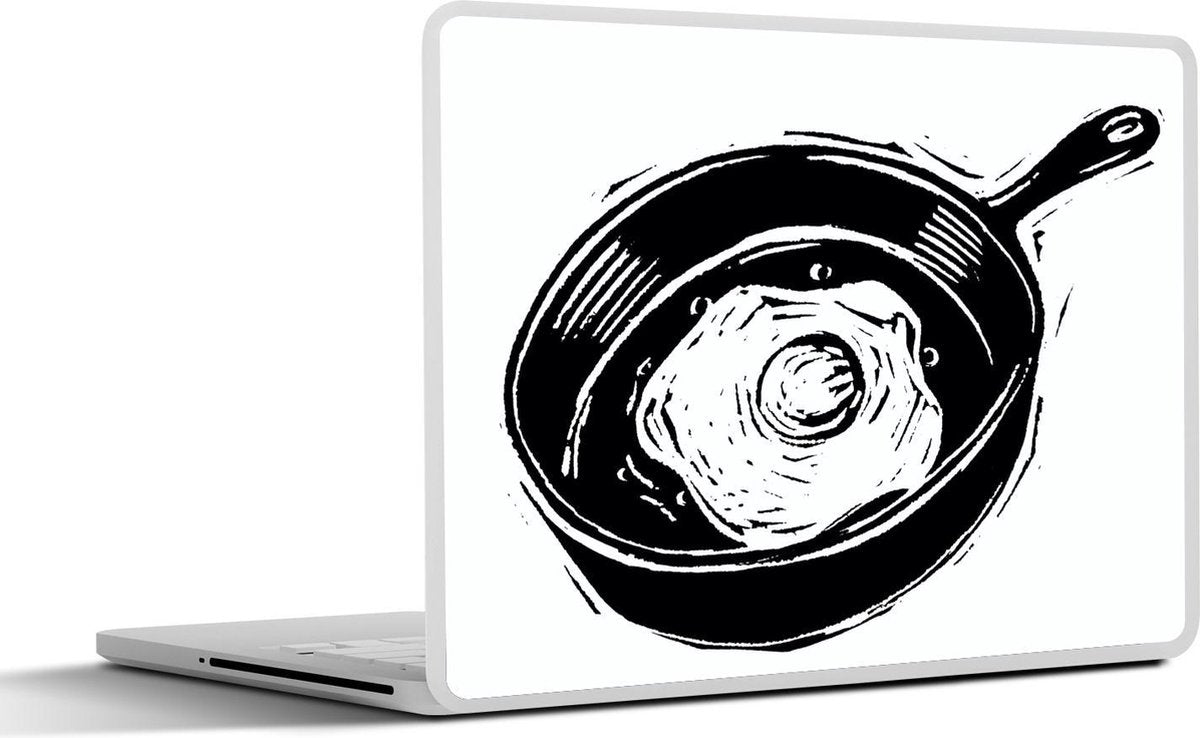 Laptop sticker - 10.1 inch - Illustratie van een ei in een braadpan