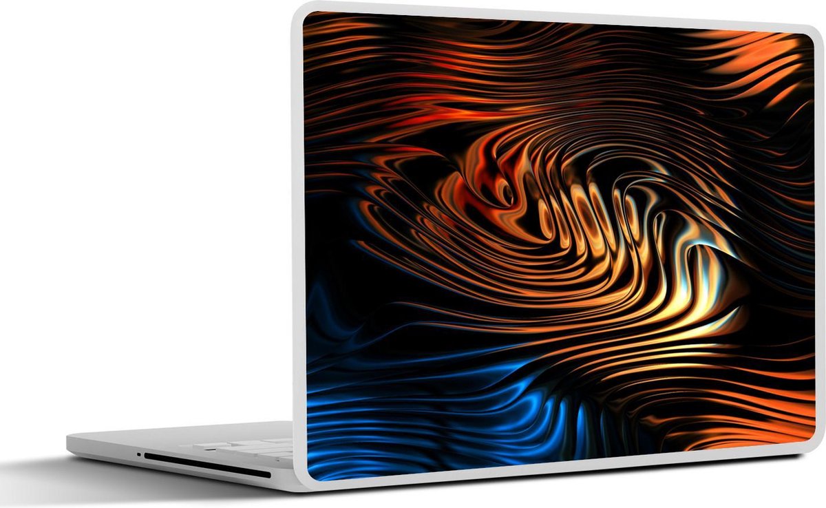 Laptop sticker - 10.1 inch - Abstract artistiek lichteffect van rode en blauwe golven