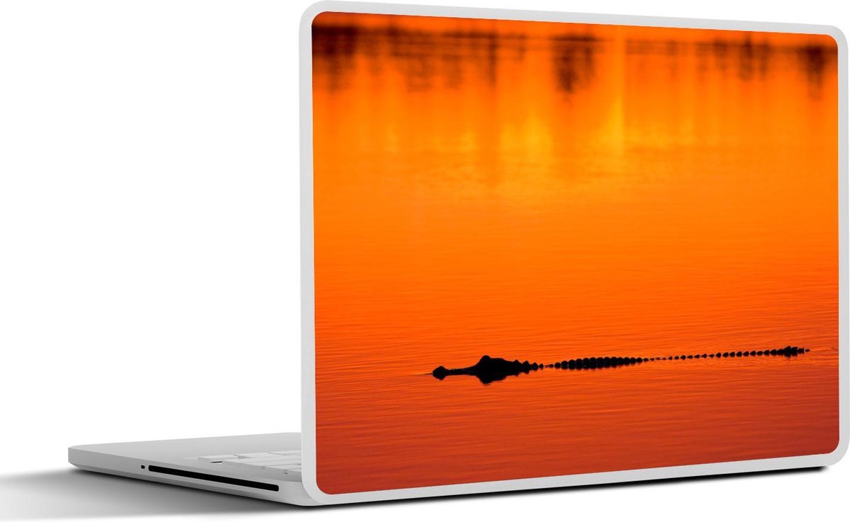Laptop sticker - 10.1 inch - Alligator tijdens zonsondergang