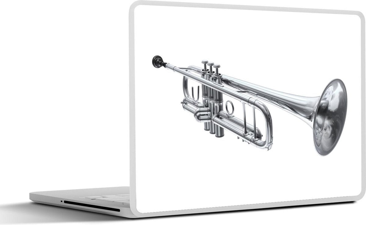 Laptop sticker - 10.1 inch - Illustratie van een zilveren trompet
