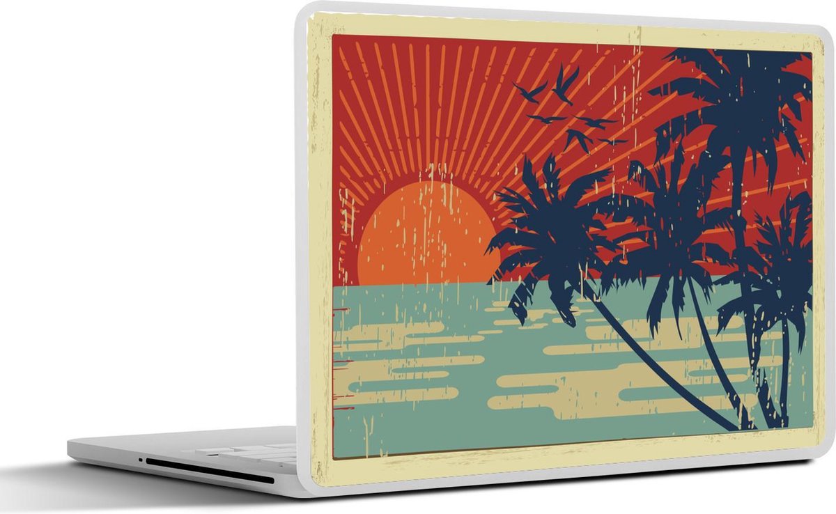 Laptop sticker - 10.1 inch - Illustratie van een tropische ansichtkaart