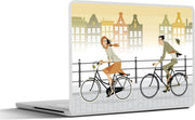 Laptop sticker - 10.1 inch - Illustratie van fietsers in Nederland
