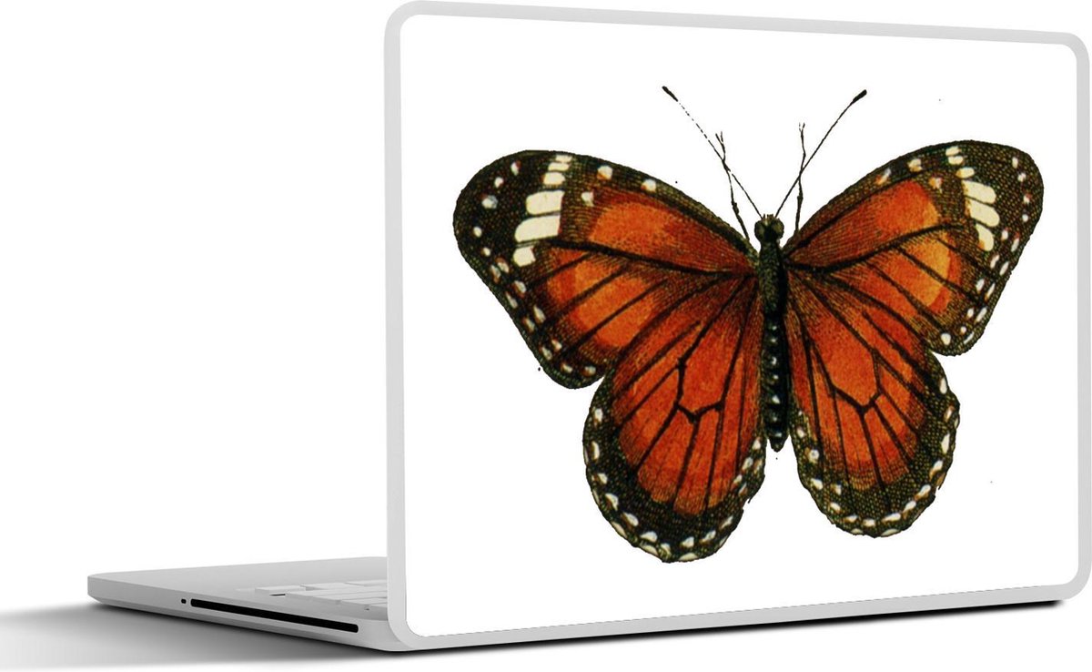 Laptop sticker - 10.1 inch - Illustratie van een monarchvlinder met oranje vleugels