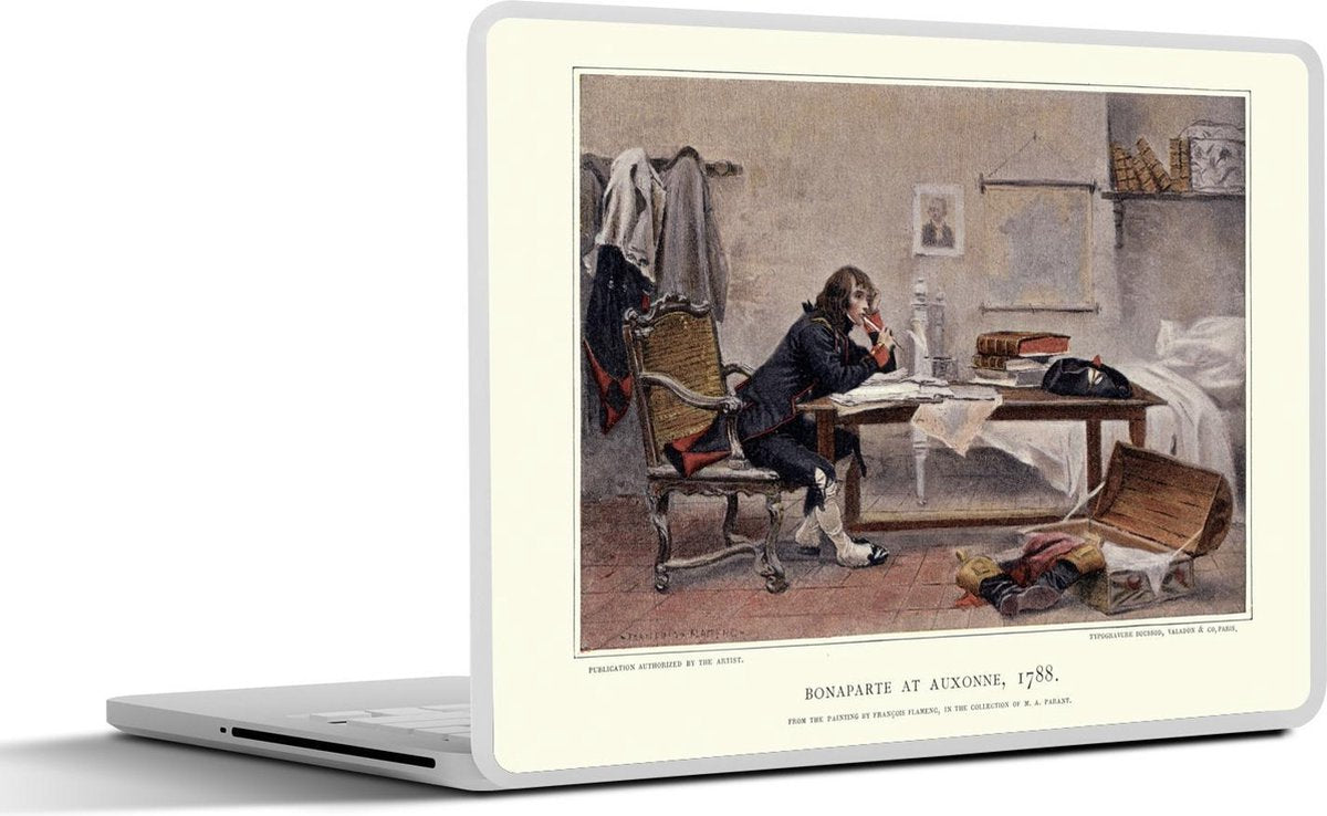 Laptop sticker - 10.1 inch - Illustratie van Napoleon Bonaparte aan een tafel