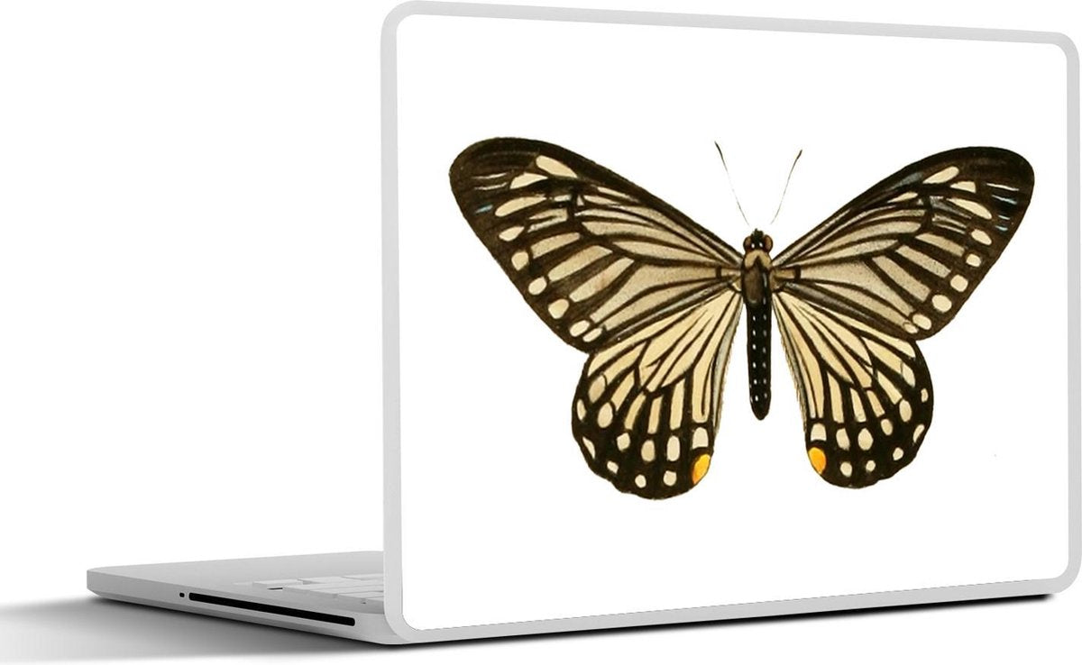 Laptop sticker - 10.1 inch - Illustratie van een zwart met beige vlinder