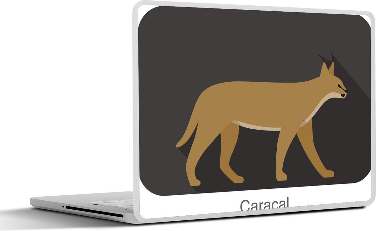 Laptop sticker - 10.1 inch - Illustratie van een Caracal zwarte achtergrond