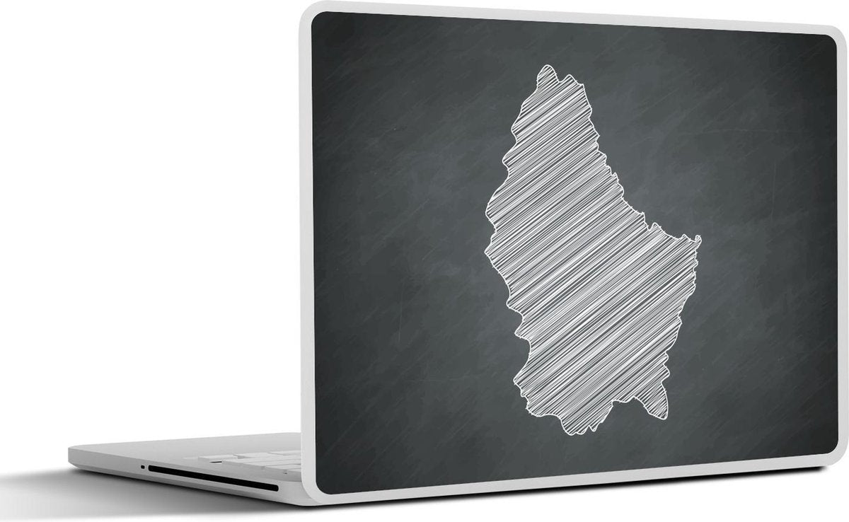 Laptop sticker - 10.1 inch - Illustratie van Luxemburg op een krijtbord in het zwart-wit