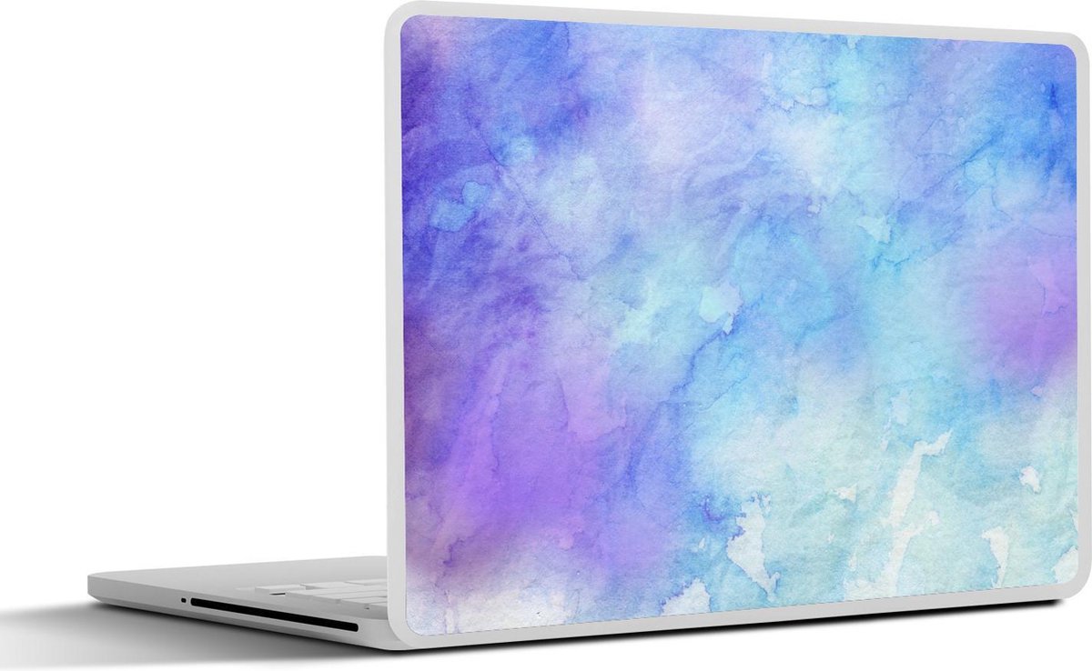 Laptop sticker - 10.1 inch - Abstract werk gemaakt van waterverf met paarse en blauwe vlekken