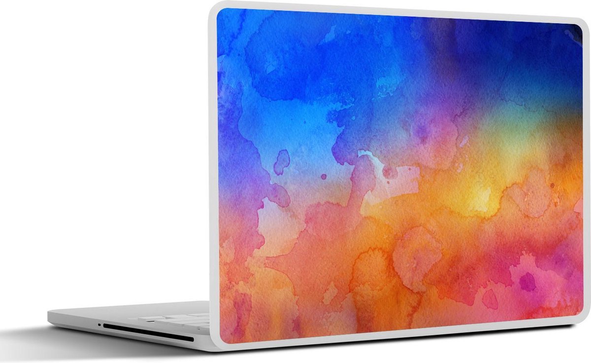 Laptop sticker - 10.1 inch - Abstract werk gemaakt met waterverf en rode met blauwe kleuren