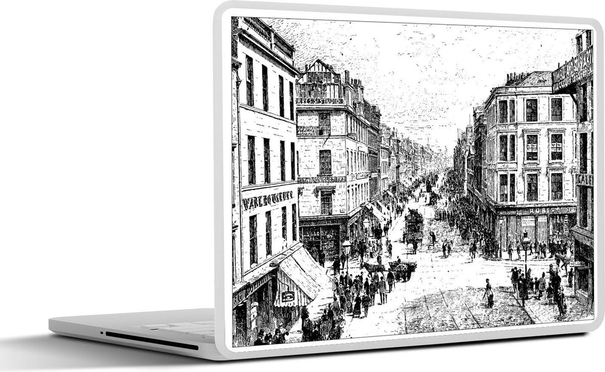 Laptop sticker - 10.1 inch - Illustratie van een historisch straatbeeld in de Schotse stad Glasgow