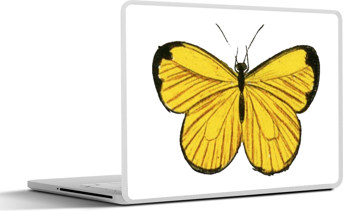 Laptop sticker - 10.1 inch - Illustratie van een gele vlinder met een zwarte rand