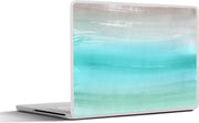 Laptop sticker - 10.1 inch - Abstract kunstwerk gemaakt met waterverf en blauwe en grijze strepen