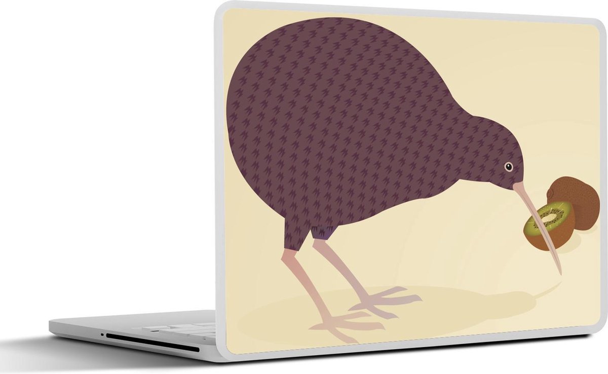 Laptop sticker - 10.1 inch - Illustratie van een kiwi naast een kiwi vogel