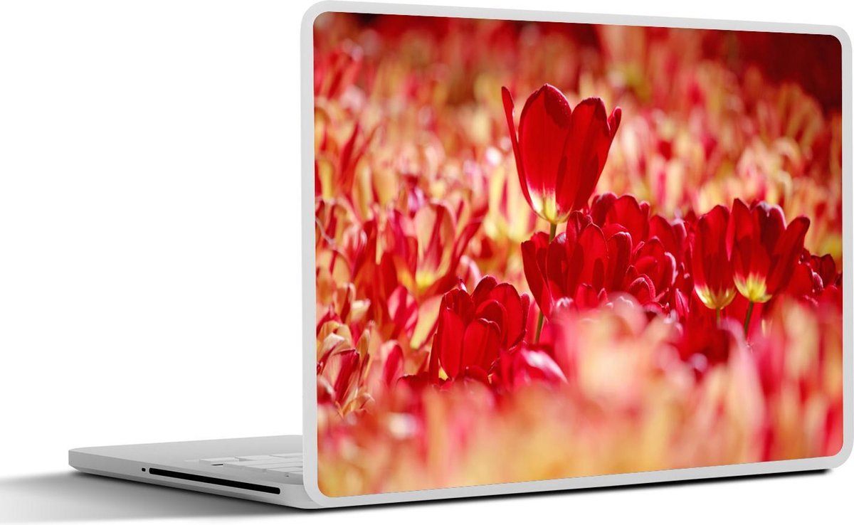 Laptop sticker - 10.1 inch - Afbeelding van veel rode tulpen