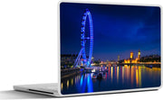 Laptop sticker - 10.1 inch - Afbeelding van een blauw gekleurde London Eye in de nacht