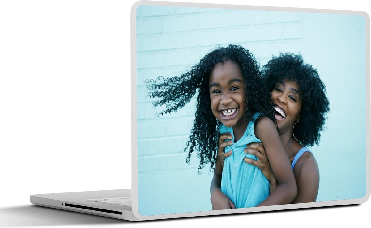 Laptop sticker - 10.1 inch -  zwarte vrouw met dochter
