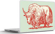 Laptop sticker - 10.1 inch - Illustratie van een rode jak voor een groene achtergrond