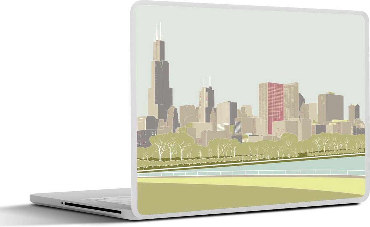 Laptop sticker - 10.1 inch - Illustratie van een park in Chicago