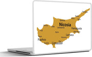 Laptop sticker - 10.1 inch - Illustratie van het land Cyprus in een oker kleur