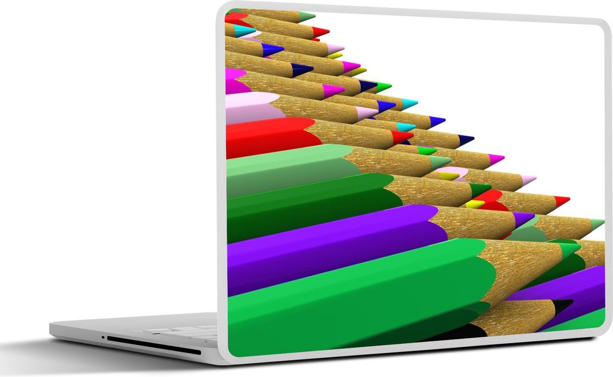 Laptop sticker - 10.1 inch - 3d foto van rijen met gekleurde potloden