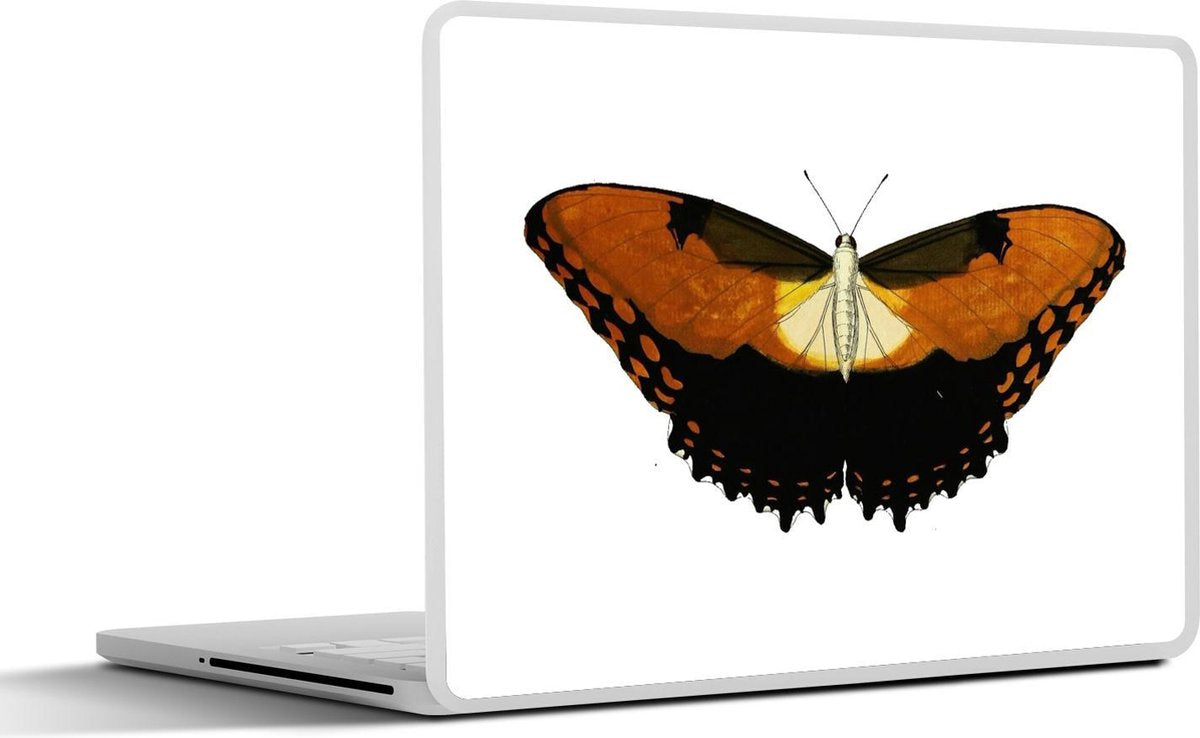 Laptop sticker - 10.1 inch - Illustratie van een zwart met bruine vlinder