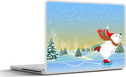 Laptop sticker - 10.1 inch - Illustratie van een schaatsende ijsbeer