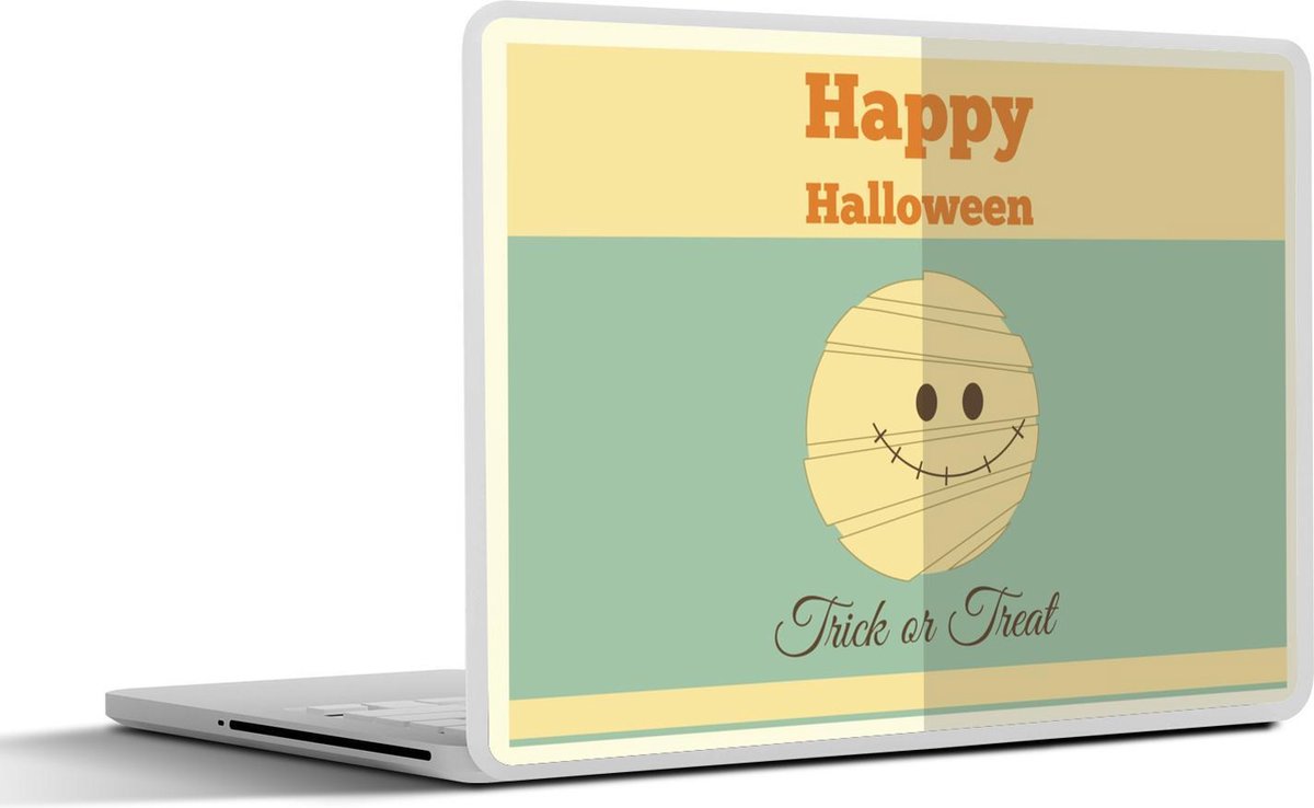 Laptop sticker - 10.1 inch - 'Happy Halloween' en een mummie