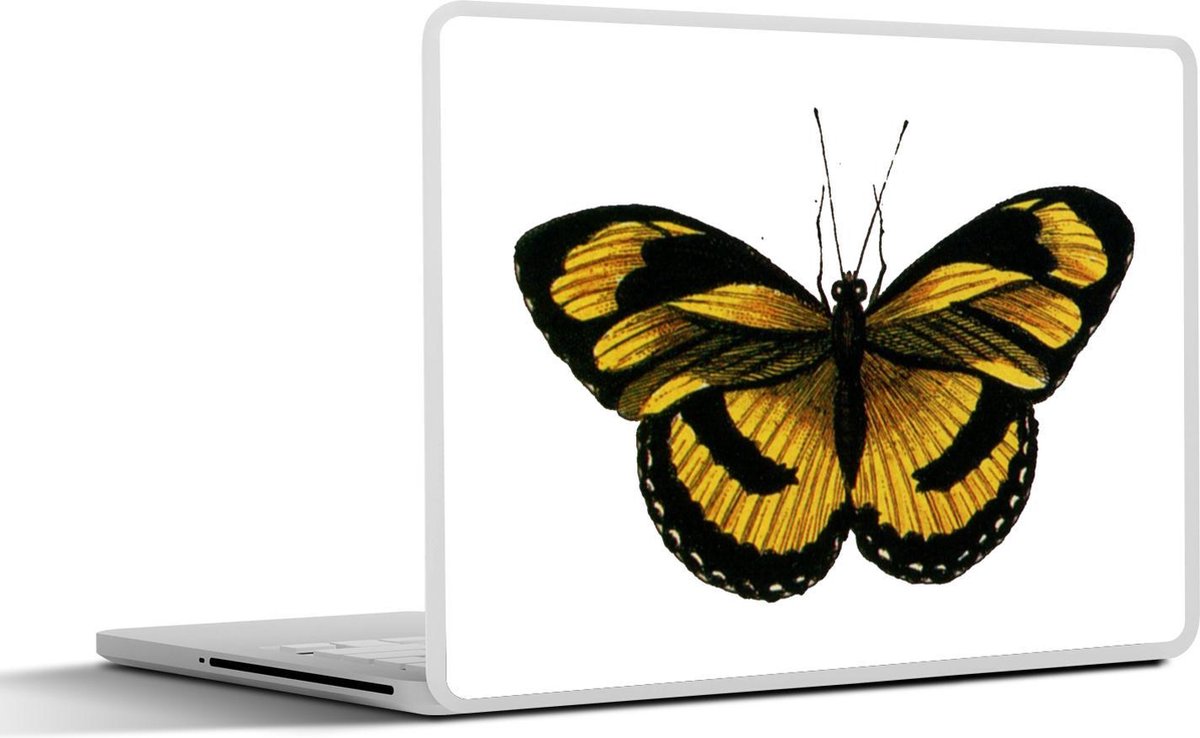 Laptop sticker - 10.1 inch - Illustratie van een gele vlinder met zwarte strepen