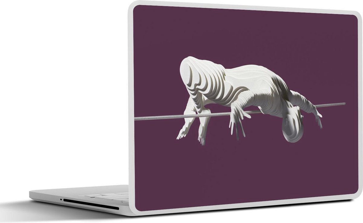 Laptop sticker - 10.1 inch - Afbeelding van een hoogspringer op een paarse achtergrond