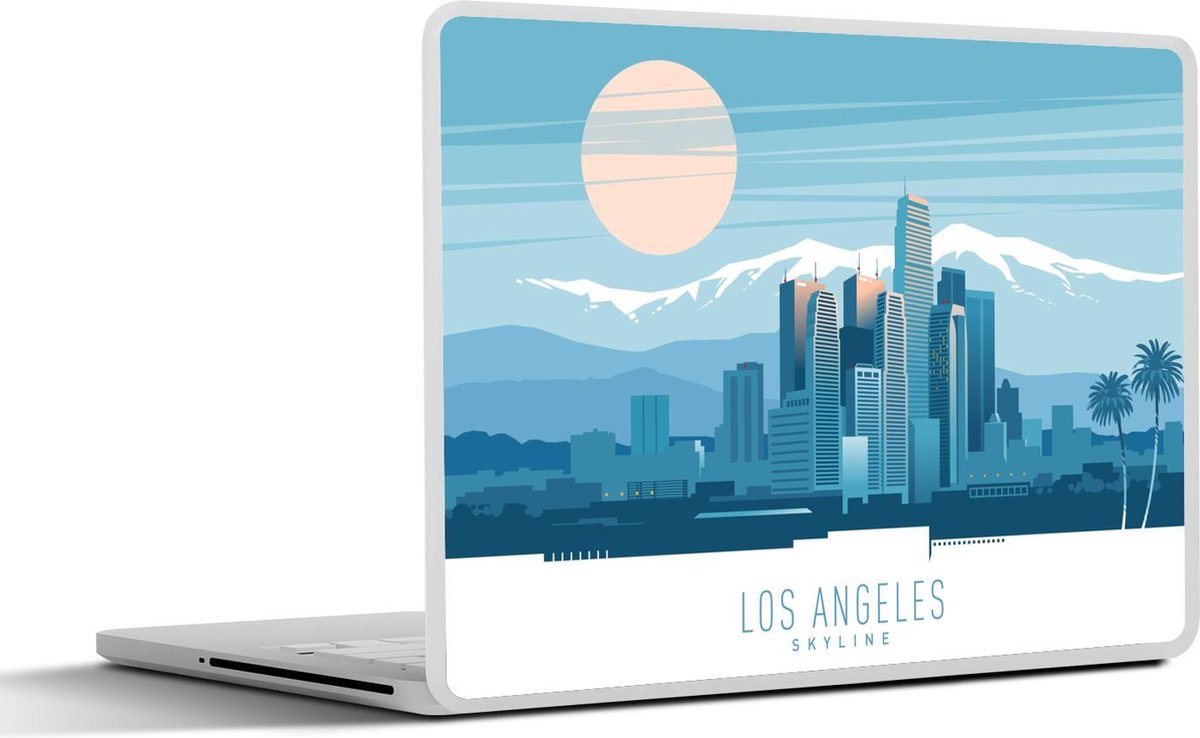 Laptop sticker - 10.1 inch - Illustratie van Los Angeles met bergen en de volle maan