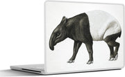 Laptop sticker - 10.1 inch - Illustratie van een tapir in het zwart-wit die loopt.