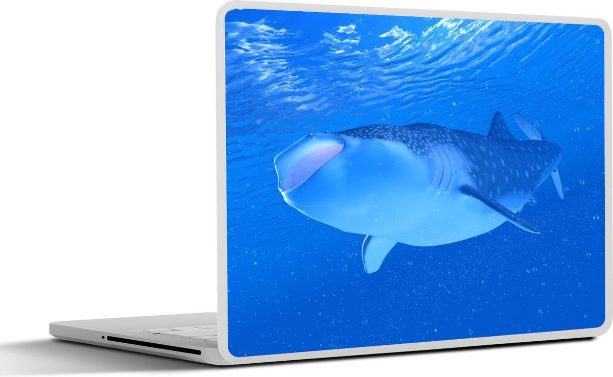 Laptop sticker - 10.1 inch - Illustratie van een walvishaai met de mond open