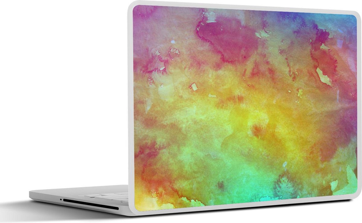 Laptop sticker - 10.1 inch - Abstract werk gemaakt van waterverf en rode met groene en gele vlekken