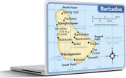 Laptop sticker - 10.1 inch - Illustratie van een kaart van Barbados met een blauwe rand