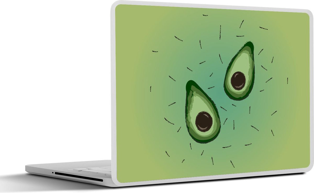Laptop sticker - 10.1 inch - Illustratie van twee doorgesneden avocado's
