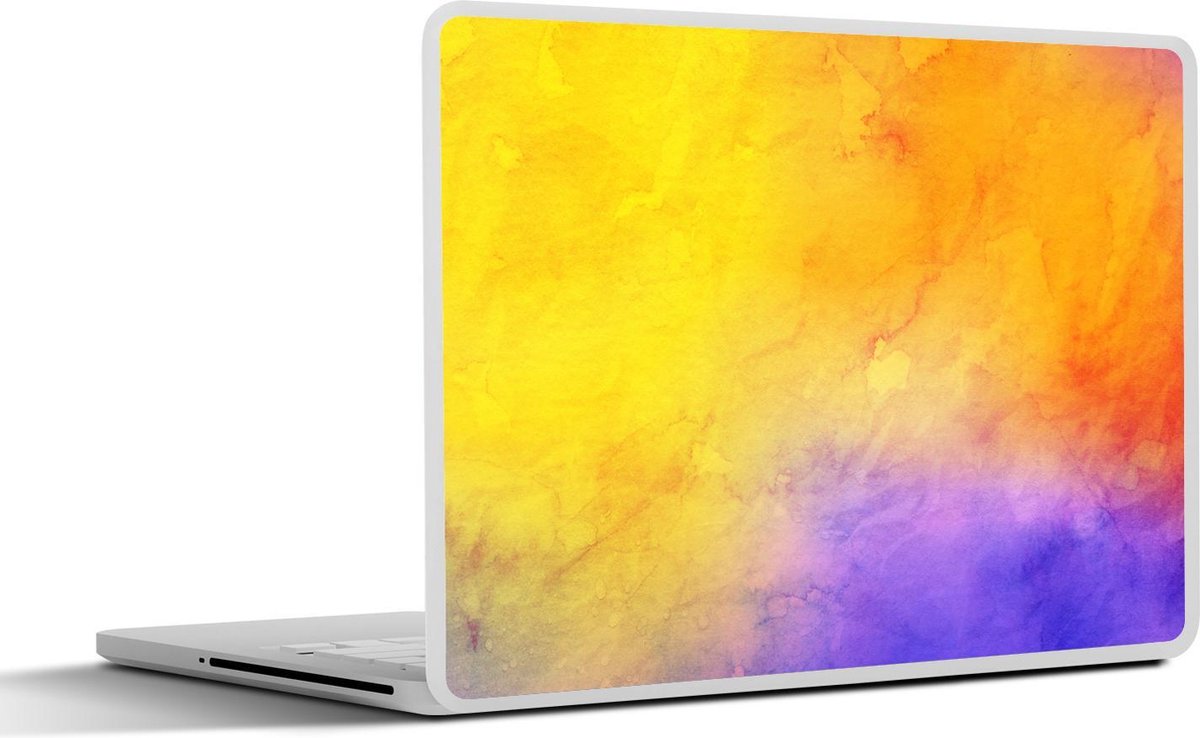 Laptop sticker - 10.1 inch - Abstract werk gemaakt met waterverf en blauwe met gele vlekken