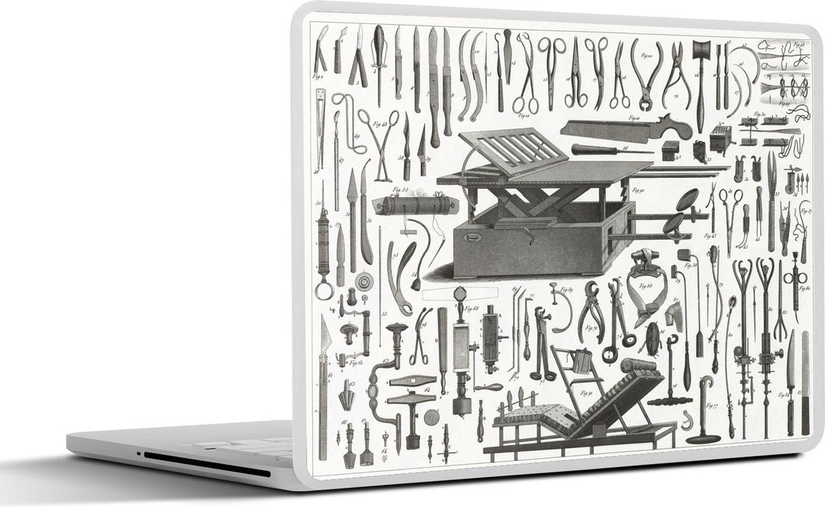 Laptop sticker - 10.1 inch - Illustraties van verschillende chirurgische instrumenten