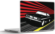 Laptop sticker - 10.1 inch - Illustratie van een zwarte muscle auto met lijnen