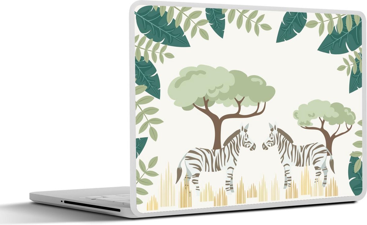 Laptop sticker - 10.1 inch - Illustratie van twee zebra's in pastelkleuren