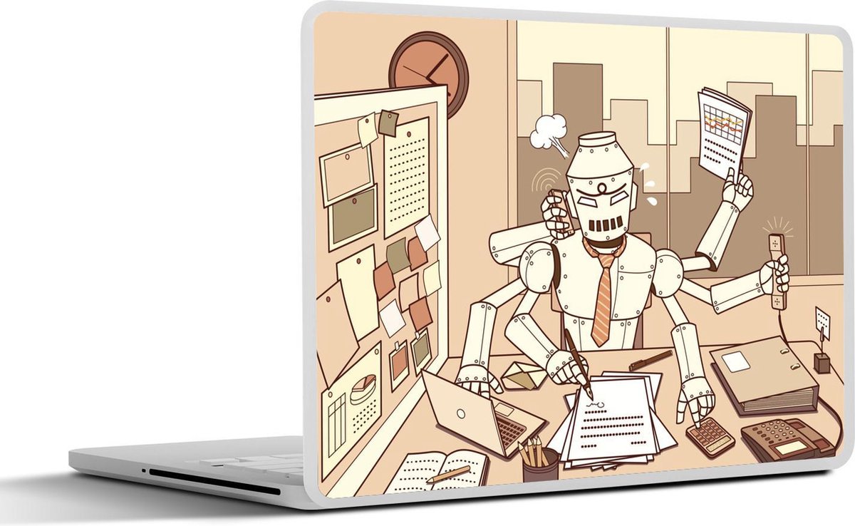 Laptop sticker - 10.1 inch - Illustratie van een schrijvende robot