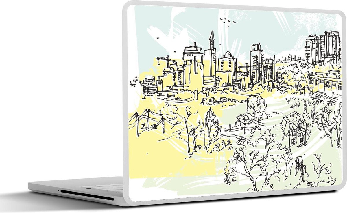 Laptop sticker - 10.1 inch - Illustratie van een uitzicht op Toronto in Canada